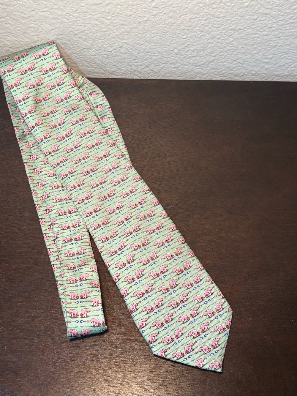 Bird Dog Bay 100% Silk Tie Mint Green Pink Elephant Novelty Preppy Men's Necktie